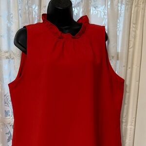 Women’s Sleeveless Ruffle Neck Top - Red. J CREW XL